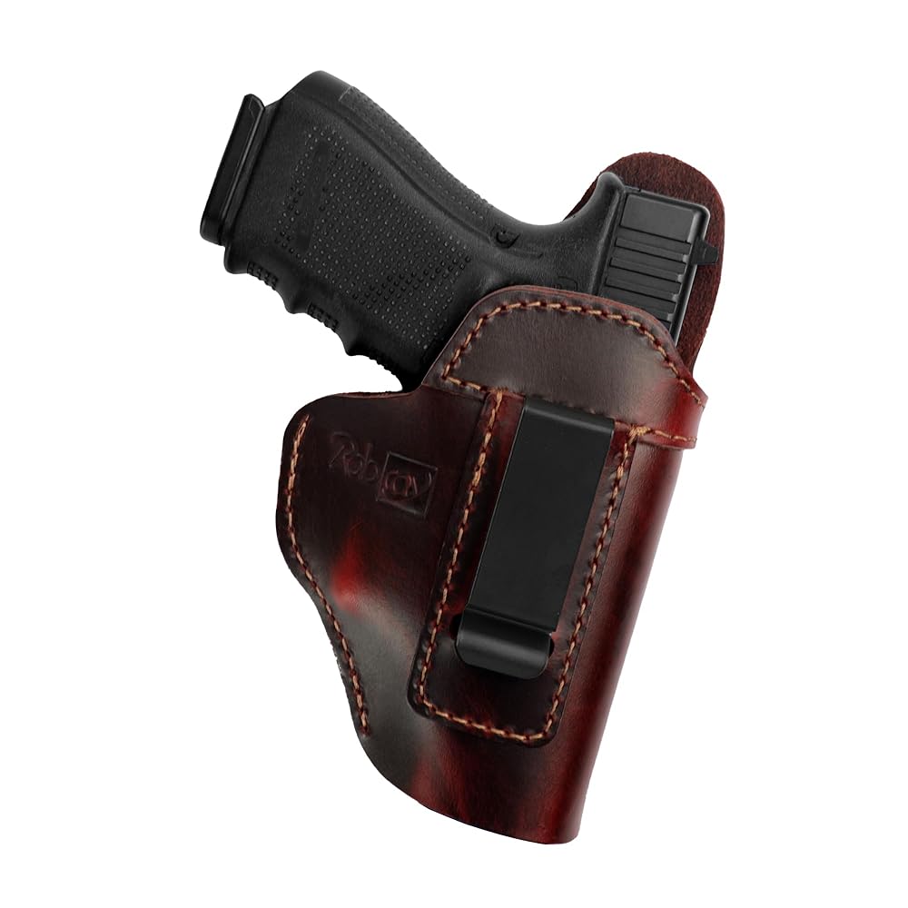 IWB Leather Holster, Genuine Leather Gun Holster for Glock 19/42/43X Ruger LC9S/Security 9/Max 9, Sig P365/P320/P220, Taurus G2C/G3C/GX4 Springfield XD/XDS/Hellcat and Similar Sized Handguns