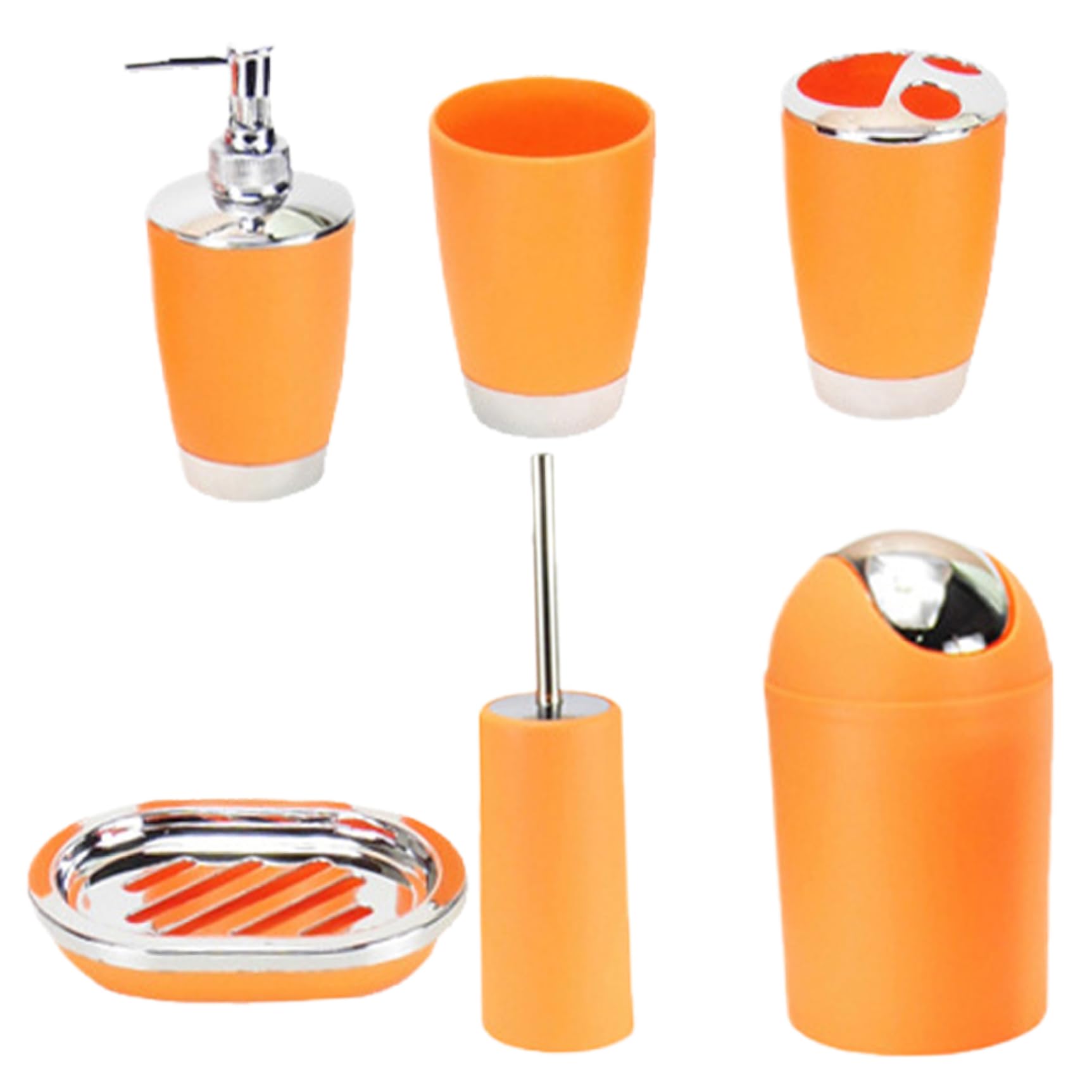 Xoeryoy Bathroom Accessory Set 6Pcs Bathroom Soap Dispenser Set Includes Soap Dispenser & Dish Toothbrush Holder Trash Can Tumbler Toilet Brush