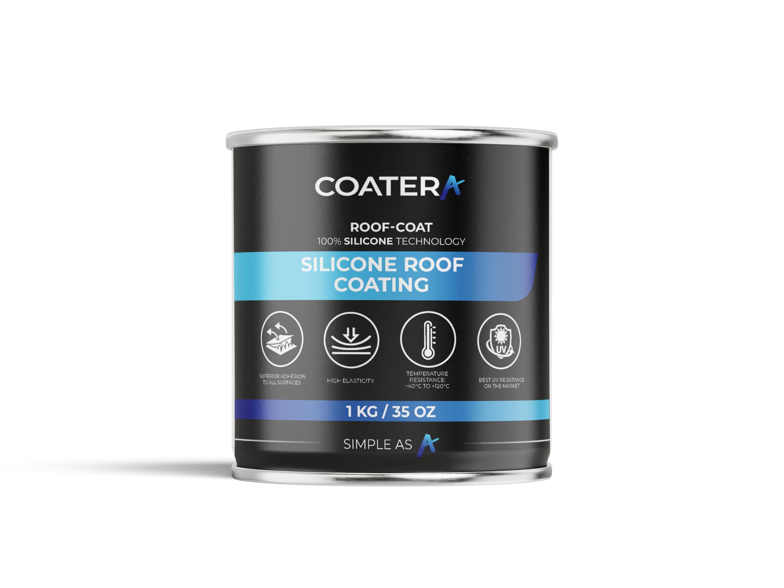 COATERA ROOF-COAT 100% Silicone Liquid Waterproofing Membrane – Permanent Ponding Water Resistance – Lifetime Flat Roof Protection – UV Stable & Weatherproof Sealant – Grey- 1kg