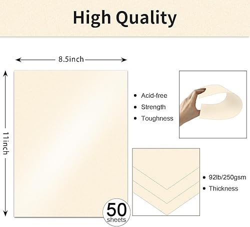 Vista 38 de 50 hojas de cartulina negra brillante de 8.5 x 11 pulgadas, papel brillante de 8.82 oz/m²/92 libras, papel de impresora de tarjetas para Negro