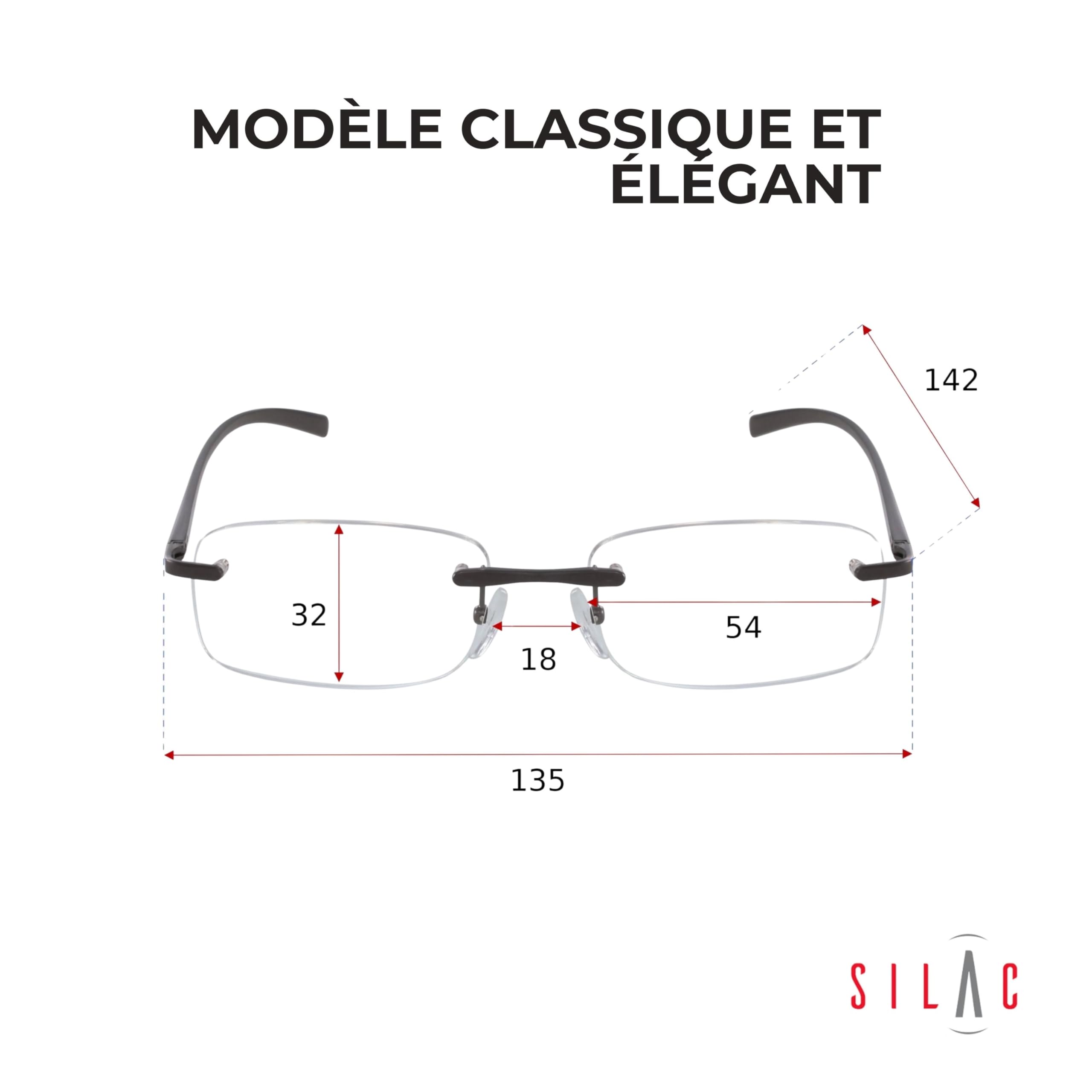 SILAC – Lunettes loupes pour homme et femme – Lunettes de lecture Black Metal 7097 – monture métal gris foncé sans nickel avec branches flex – dioptrie +1,00 à +3,50