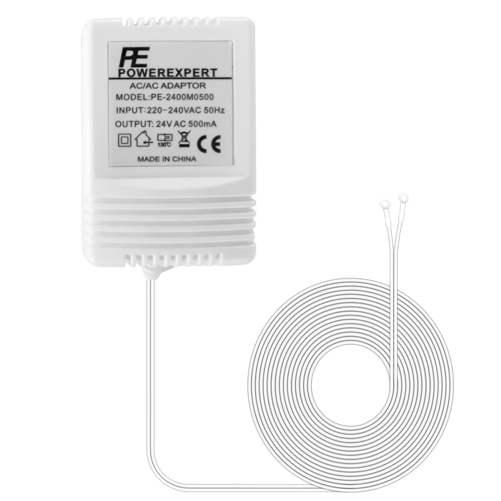 Vexorlian 24V 500mA Doorbell Transformer, Reliable AC Power Adapter for Ring Doorbell & Thermostat with 8M Long Cable (Black)