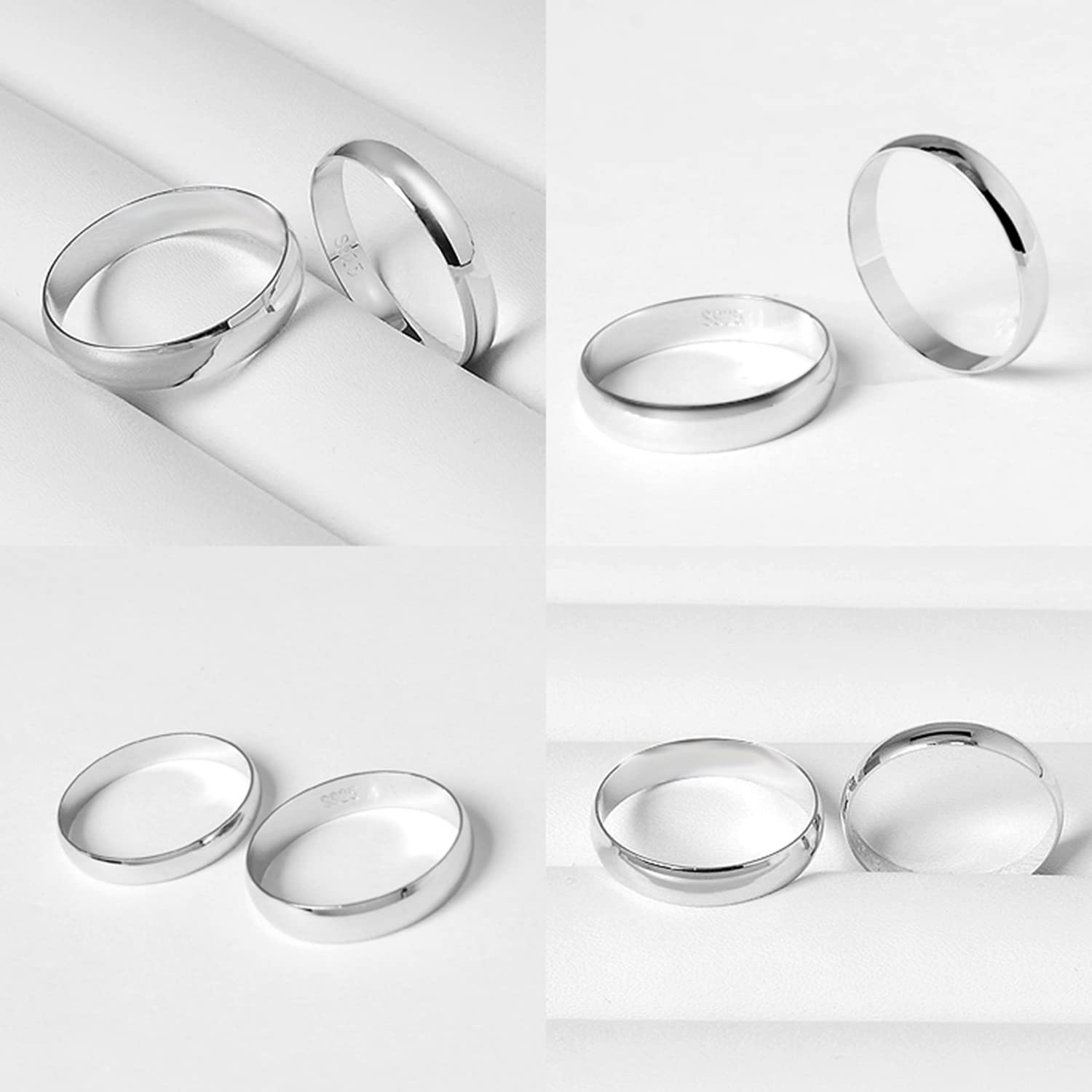Dankadi Anello/fede nuziale, in argento 925 placcato oro, da 3,5 mm, semplice e liscio, per coppia sposata, donne, uomini, amici e amiche, regalo per matrimoni, misure 44-70 mm