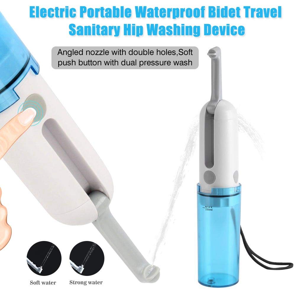 Przenośny bidet podróżny, ręczny bidet podróżny, elektryczne bidety ręczne z ładowaniem USB Toaleta Przenośny spryskiwacz Poręczny zestaw podróżny do bidetu (niebieski)