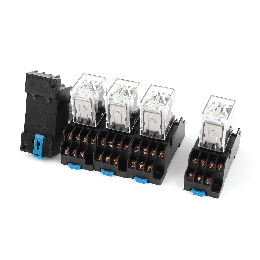 sourcingmap® 5 pcs Relé de alimentación de Propósito General w Base del zócalo DC 24V de bobina de 14 pines 4PDT LED verde