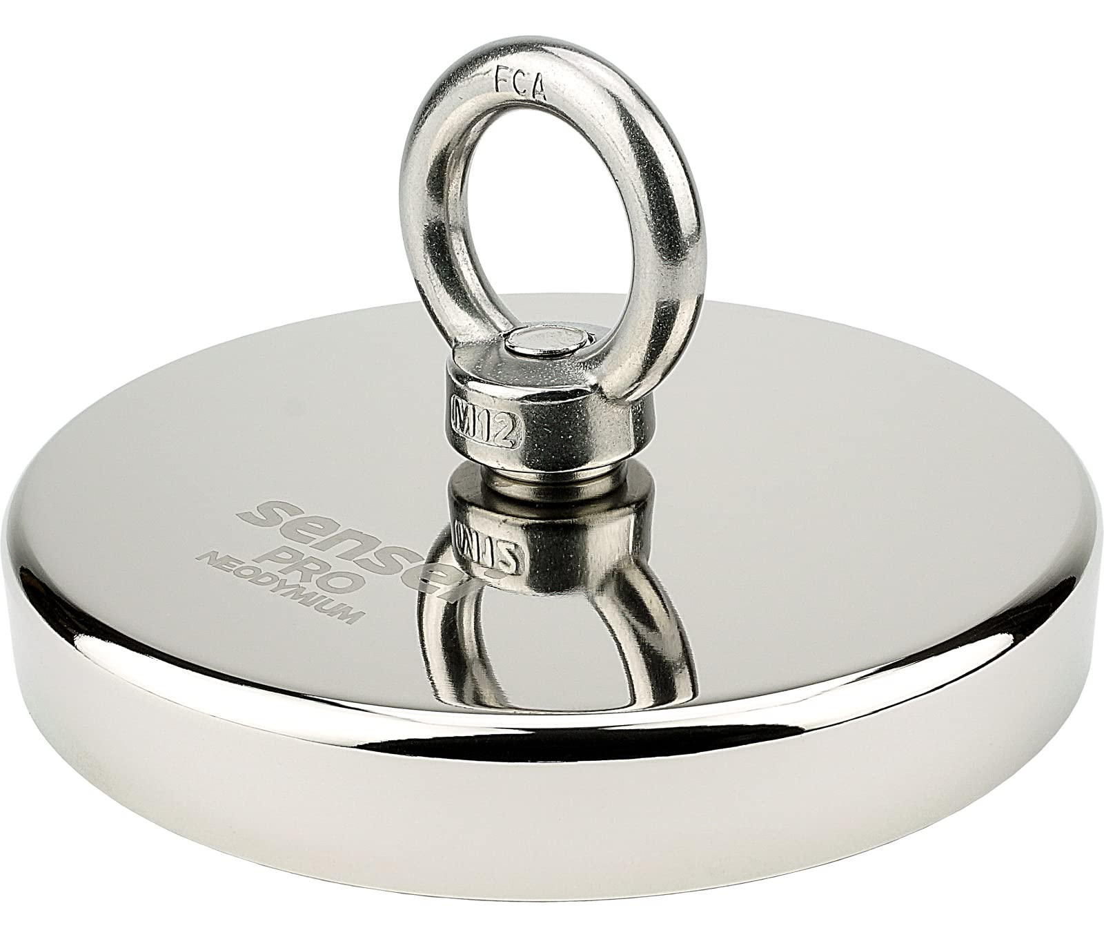 SENSEI® Aimant en Néodyme Puissant avec Anneau Écrou – Ø 136 mm, Force d'Attraction 800 kg – Grand et Très Puissant Aimant pour Levage & Suspension, Pêche Magnétique et Usage Technique