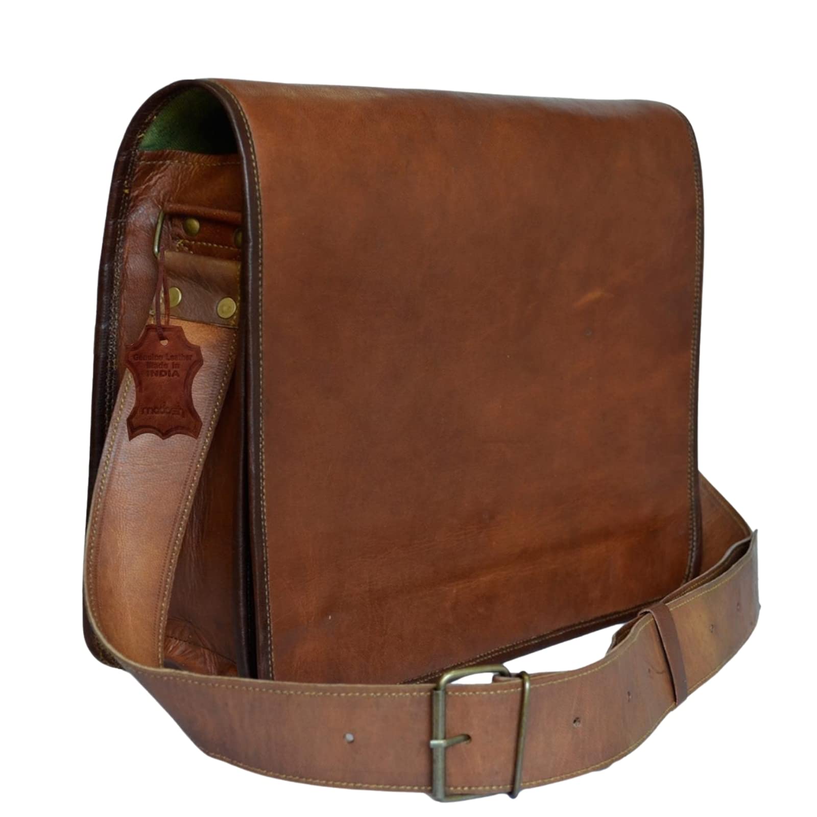 Madosh Men Laptop Bags Vintage Genuine Leather Brown Office Full Flap Crossbody Side Shoulder Bag (B07G369K66) Amazon Price History, Amazon Price Tracker