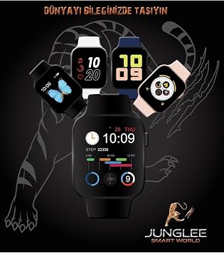 JUNGLEE 910 Ak ll  Saat Nab z  l er Bileklik Ad msayar Smart Watch X7 Series 6 Mesaj Okuma Fitpro Siyah ile uyumlu