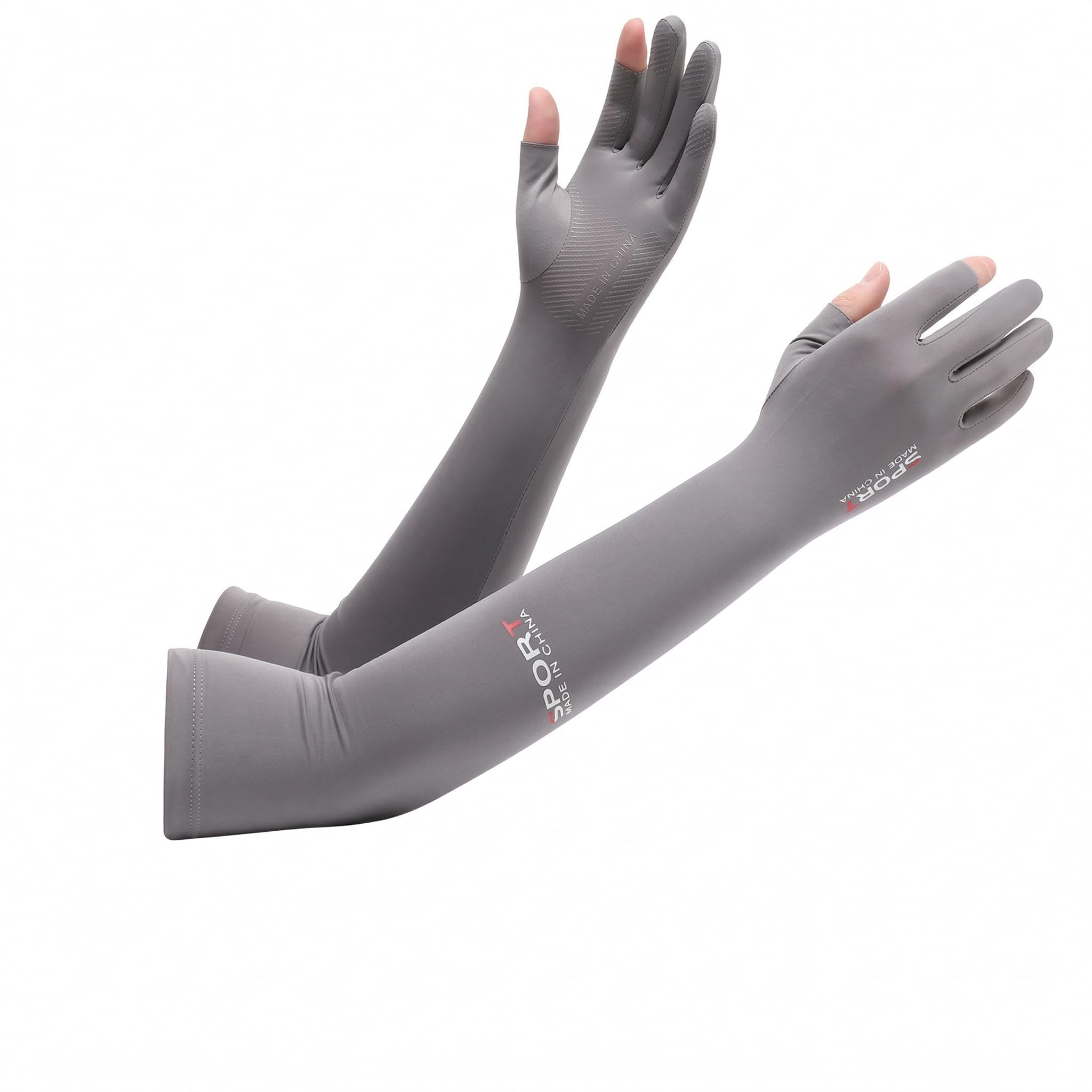 Xizhounianfeng Unisex Grey Cotton Cooling Arm Sleeves For Men Women, Sun Protection Uv Sleeves, Breathable Summer Ice Silk Arm Covers For Driving Cycling Running, 1 Pair（Grey）