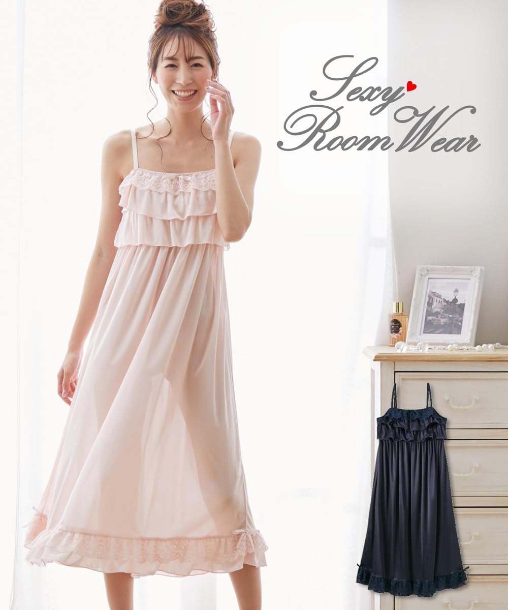 Amazon.co.jp: [ニッセン] スリップ 胸元フリルセクシールーム