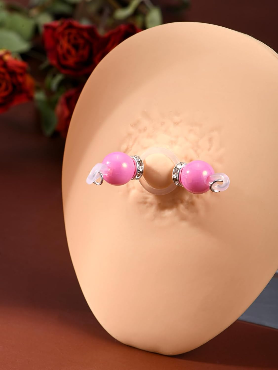 DJCIW 2 Pairs Adjustable Fake Nipple Rings for Women, Non Piercing Nipple Jewelry Nipple Noose Silicone Loop with Butterfly Heart Dangles Romantic Faux Nipple Barbells Body Jewelry for Lovers Women - Image 2