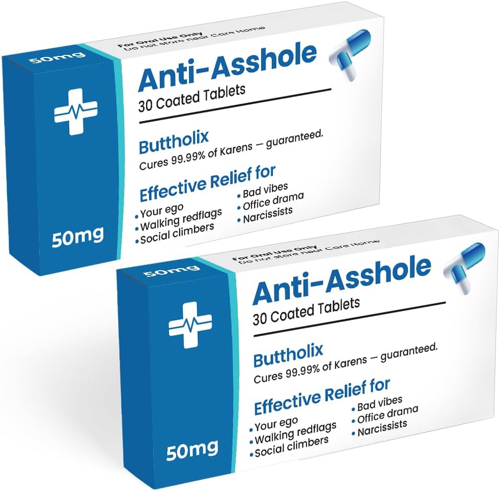 Hilarious Candy Pill Box Prank, Funny Gifts for Men, 30th 40th 50th 60th 70th Birthday Presents for Him or Her, Novelty Joke, Dad Birthday Surprise for Boyfriend, Secret Santa (2x Anti-A)