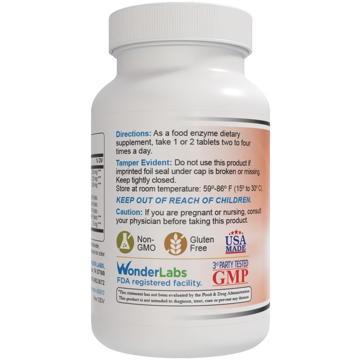 Wonder Laboratories Proteolytic Enzymes | Bromelain Papain Pancreatin Trypsin 550 mg Total with Standardized Amylase, Lipase, and Protease, 300 Tablets — Amazon image 3