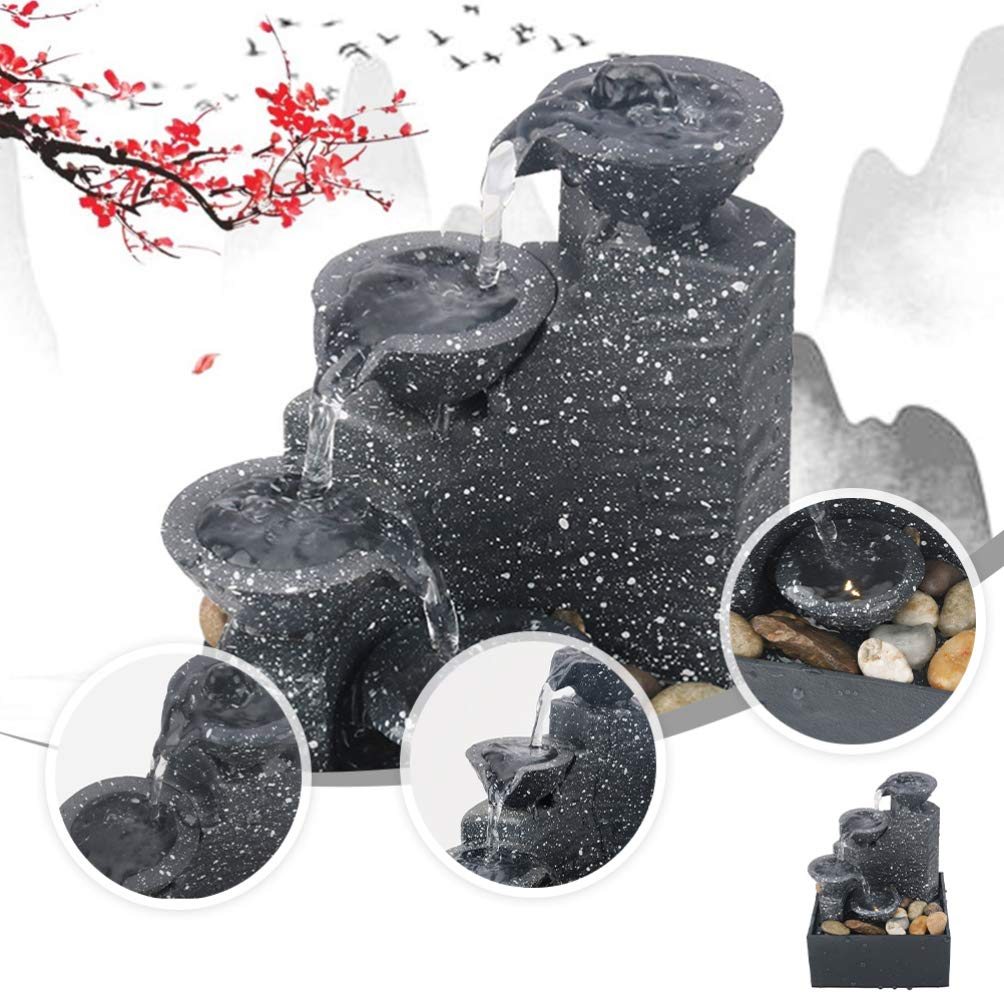 EXCEART 1pezzi Fontana Artificiale Batteria Piccolo Ornamento Da Casa in Cascata Senza Batteria