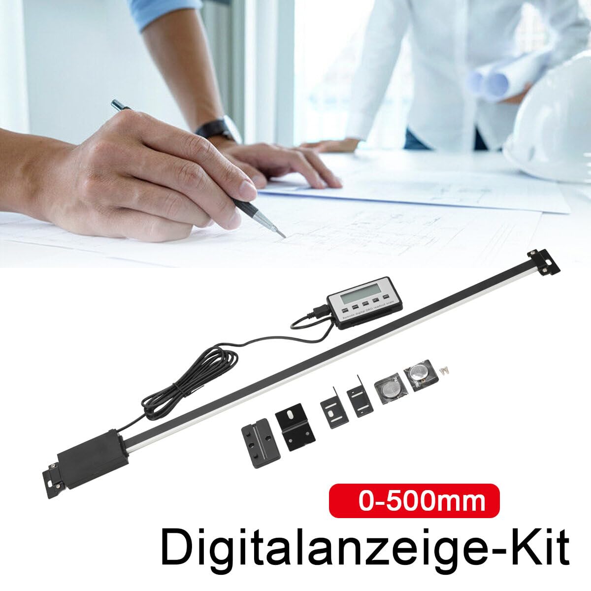 Digitalanzeige Set,Digital readout kit Auslesewaage Digitalanzeige Wegsensor genaue digitale LCD-Skala Kit für Fräsmaschinen-Drehmaschinen,Genauigkeit: ±0,06 mm,0-500 mm