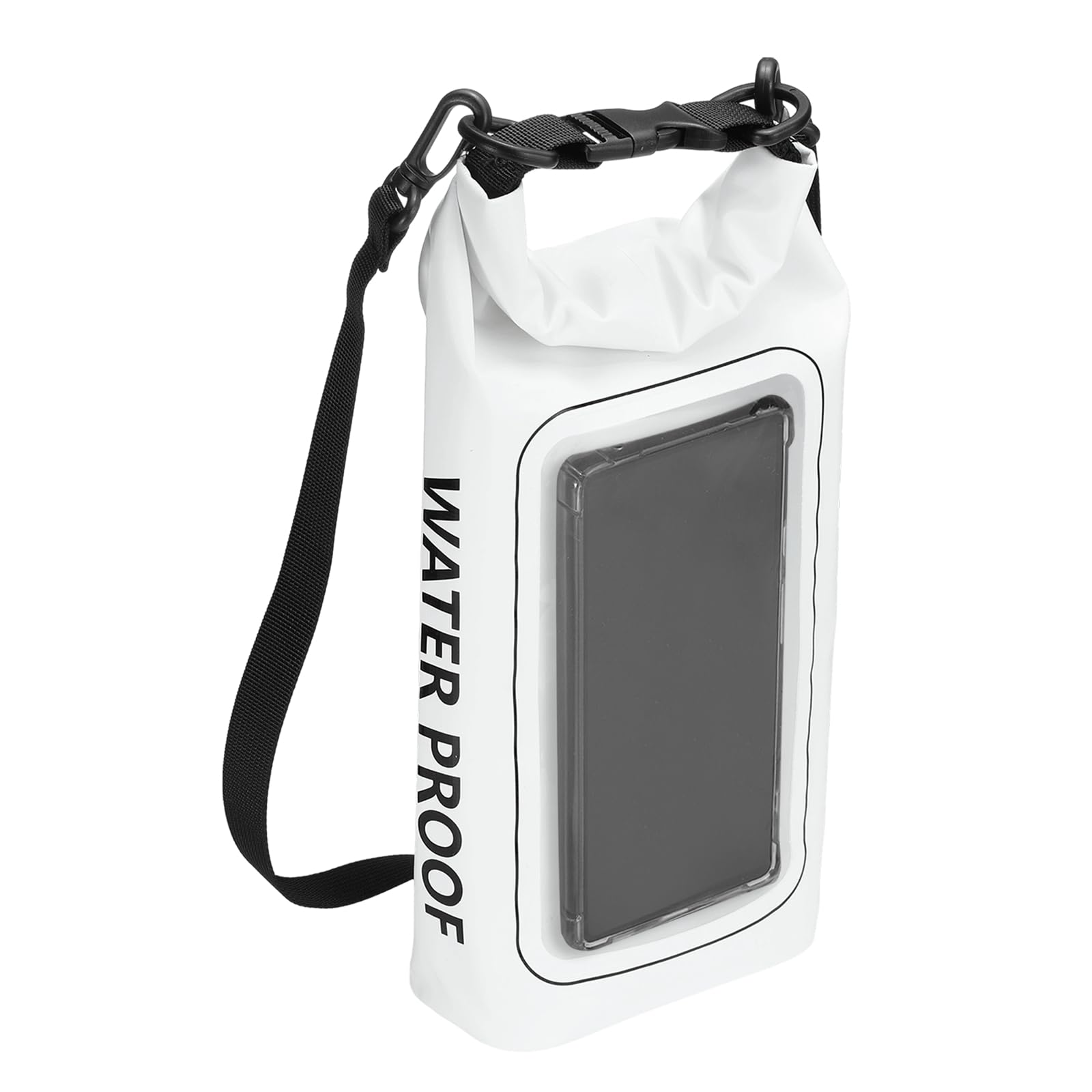 PATIKIL Waterproof Dry Bag 2L, Lightweight Roll Top Waterproof Backpack with 7 Inch Phone Case for Kayaking Camping Boating Swimming Hiking Traveling, White