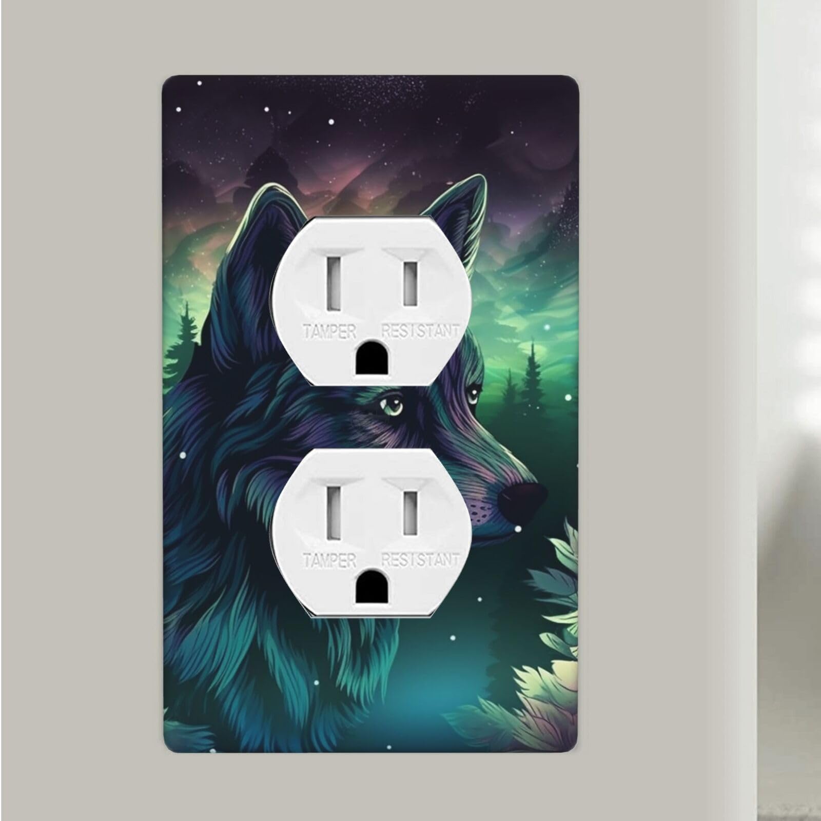 Wolf Duplex Receptacle Outlet Covers, 1-Gang Standard Size Wall Plates Unbreakable Polycarbonate Electrical Switchplate Cover Faceplate for Bathroom Kitchen Decor