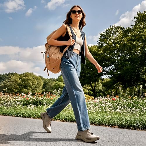 NORTIV 8 Women's Lightweight Hiking Shoes Quick Laces Outdoor Fashion Sneakers Gladiator,Size 8,Khaki,SNHS239W