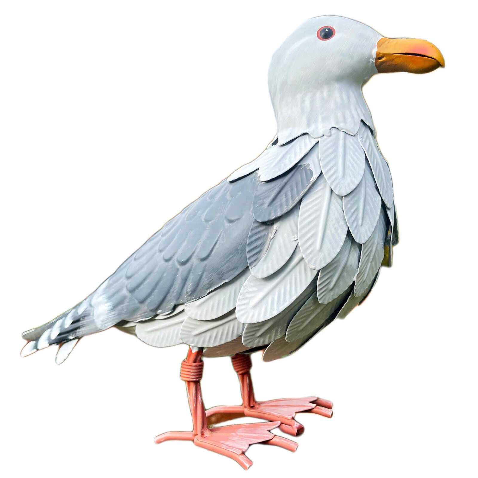 Darthome Metal Seagull Garden Sculpture Lifelike White Statue Decorative Pond Ornament 39cm