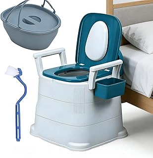 Bedside Commode Portable Toilet for Adults, Toilet Chair Seat with Detachable Armrest, Adult Mobile Potty Chair for Elderly and Disabled, Bearing 150kg, with Thickened Legs 1