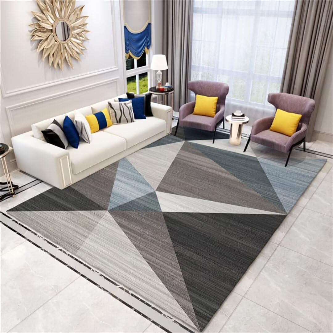 Tapis lavable et antidérapant bleu à poils courts pour chambre
