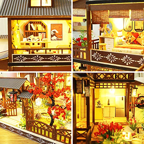 Roroom Diy Miniature And Furniture Dollhouse Kit,Mini 3D Wooden Doll House Craft Model With Led And Music Movement,Creative Room Idea For Valentine's Day Birthday Gift（Ya Quan Court #TOP4