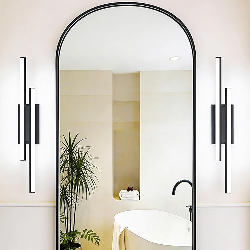 Miniatura 8 de Barra de luz LED para tocador de baño de 18 pulgadas, accesorio de iluminación sobre espejo de 18 W, 5000 K, barra de luz negra para tocador de