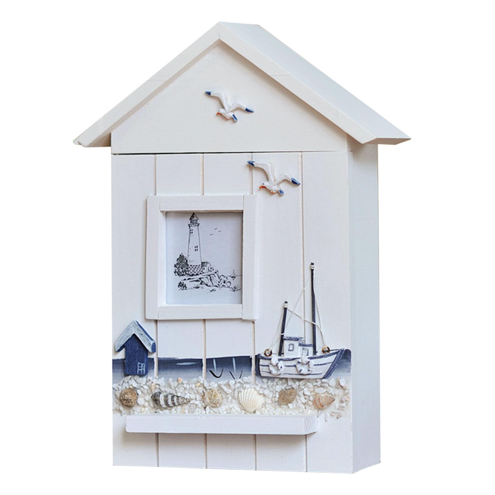 Geoyien Armario Llaves, Caja Llaves, Guarda Llaves, Cuadrícula fotográfica de 7 * 7 cm, Colgante de Pared, Estilo mediterráneo, para Llaves, Joyas y Objetos pequeños (22,5 * 7,5 * 30 cm)