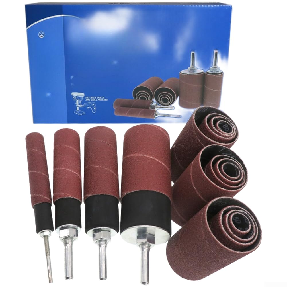 Dischi abrasivi, tamburi abrasivi, strumenti di lucidatura, kit da 20 pezzi con manicotti a grana 80/120 per legno, metallo, plastica, rimozione ruggine (B)