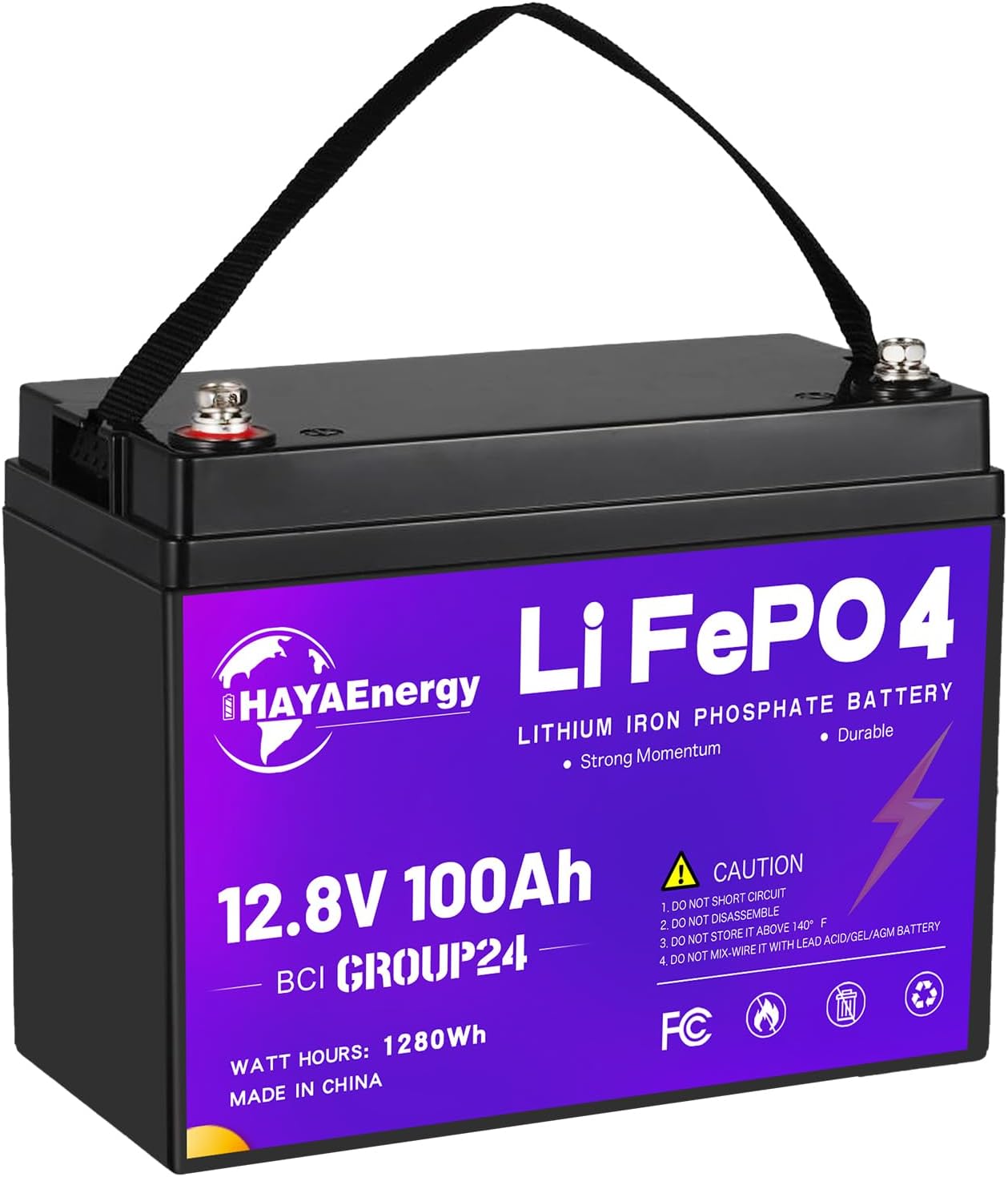12V 50Ah 100Ah 200Ah Lithium Battery, Rechargeable LiFePO4 Battery with Built-in 100A BMS Board, 5000+ Deep Cycles, Perfect for RV, Solar System, Camper, Fishing Boat (12100-group 24)