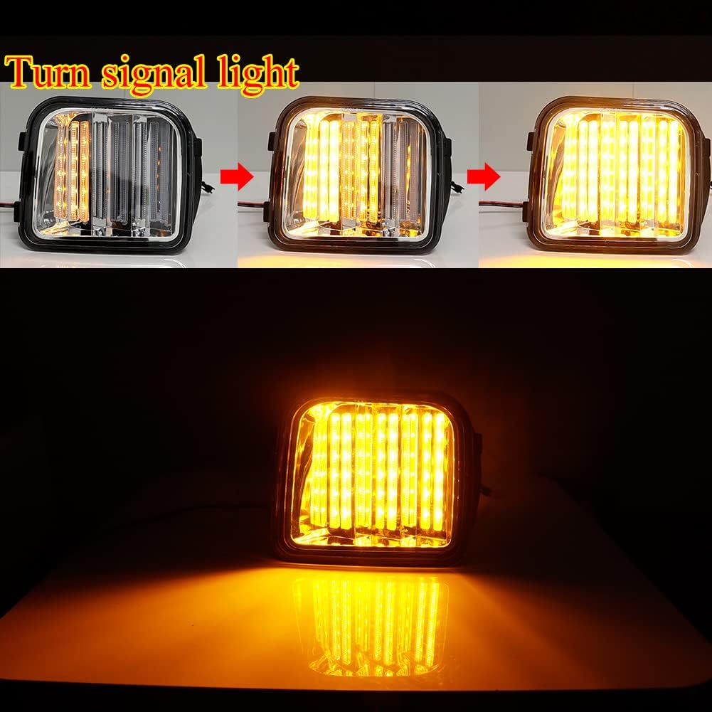 Clear Lens Switchback White/Amber Sequential LED Lamp Compatible with 2006-2010 Hummer H3 H3T Front Bumper Corner Side Marker Parking Turn Signal Lights