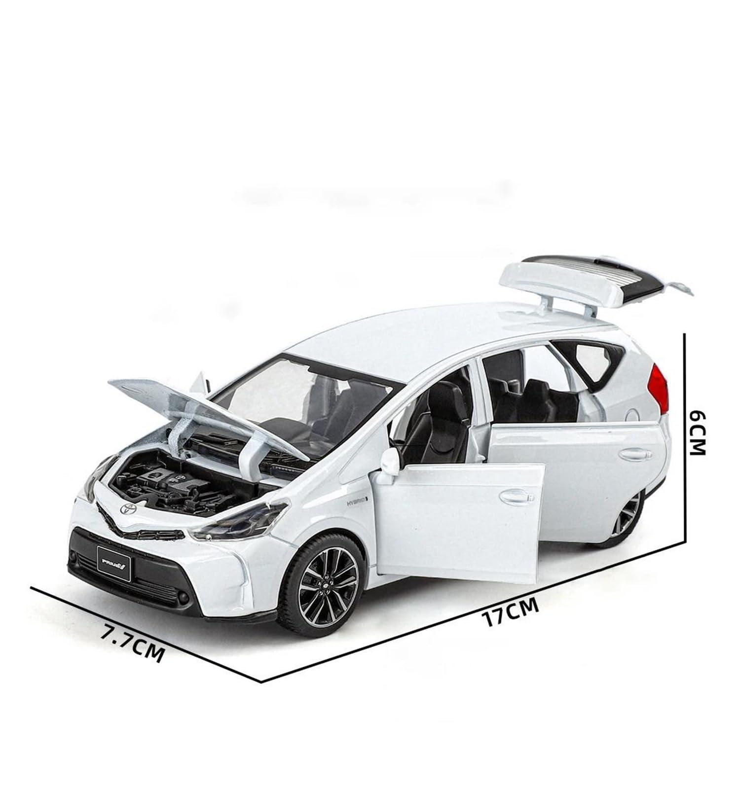 Adatto Per Toyota PRIUS 1:32 Modello Di Auto In Metallo Pressofuso Simulazione Di Suoni E Luci Regalo Da Collezione(White)