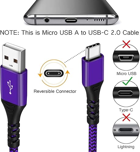 Miniatura 2 de Boxeroo Cable USB tipo C (paquete de 3 unidades de 10 pies), cable de carga USB C de carga rápida USB C a USB A iPhone 15 USB C cable de carga