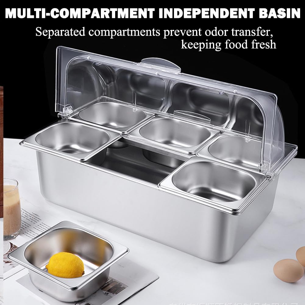 Contenedor De Ingredientes De Pizza, Recipiente De Acero Inoxidable con Tapa, Barbacoa Y Contenedor Decorativo De Cocina, Caja De Condimentos De Frutas Y Verduras,B