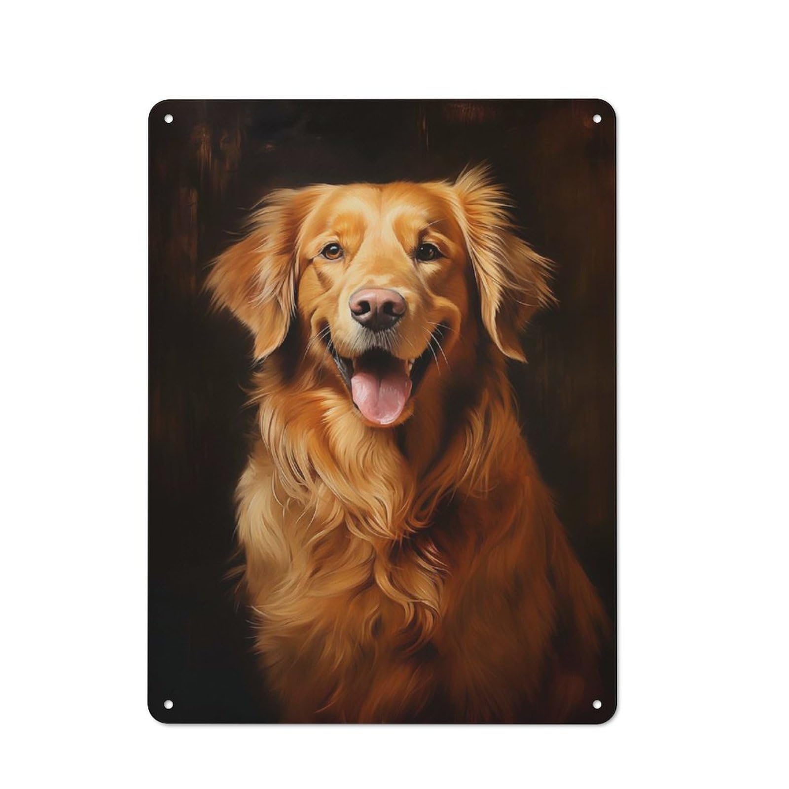 Junmoney Style-21 Cottage Style Golden Retriever Country Metal Sign 40X30cm, Farmhouse Wall Decor For Farmhouse Kitchen, Pantry Or Dining Area
