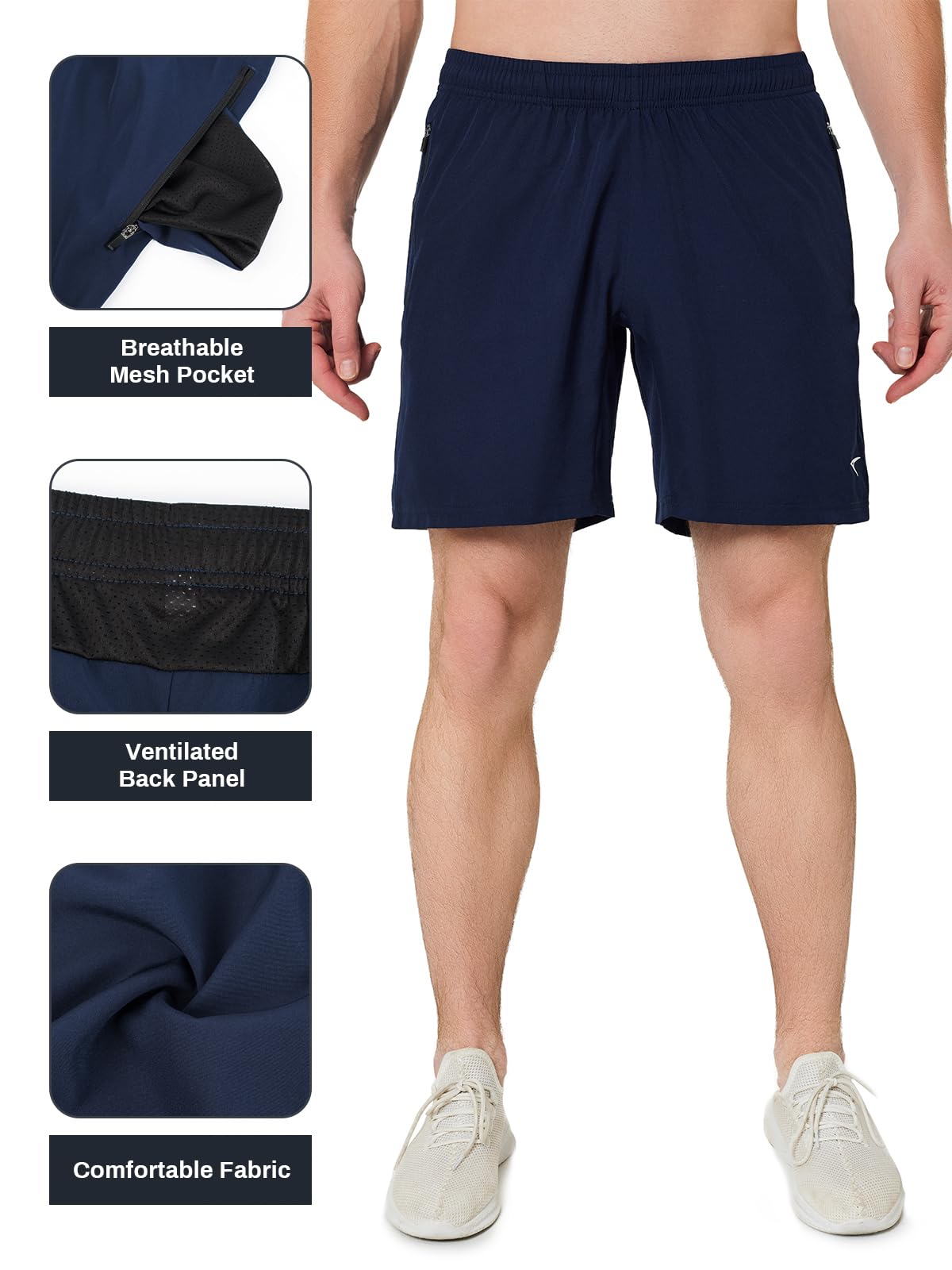 ASHION Pantaloni da Corsa da Uomo Pantaloncini Sportivi Estivi con Tasca con Zip Pantaloni da Jogging per Allenamento Fitness da Uomo