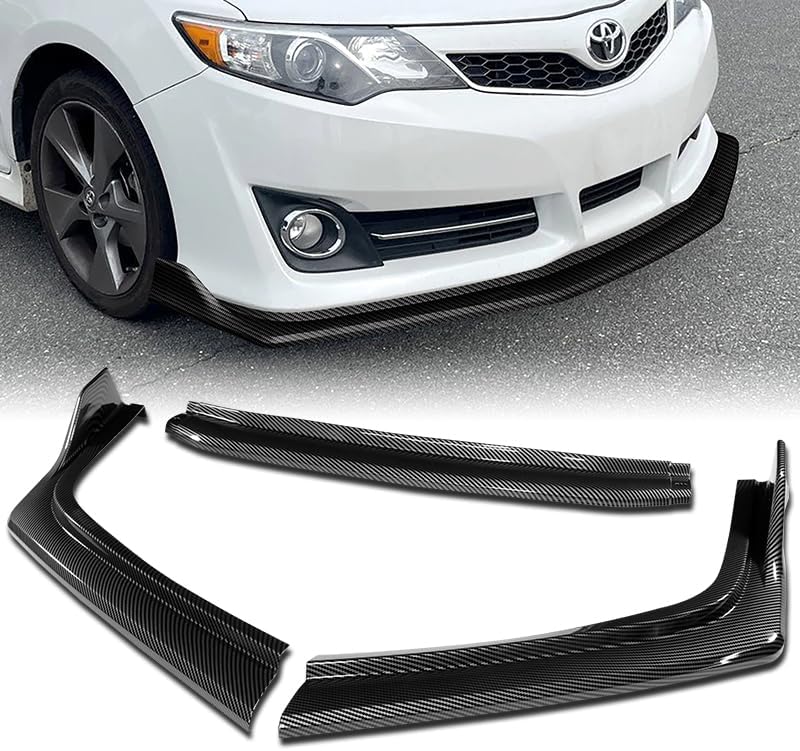 STAY TUNED PERFORMANCE ABS Material STP-Style Front Bumper Lip Body Kit Spoiler Splitter Compatible with 2012-2014 Toyota Camry SE Model [Not Fit for LE/XLE Models] (Carbon Fiber Look)