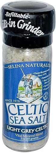 Selina Naturalmente Celta Sal de Mar la luz gris Curso con construido en Grinder-3oz