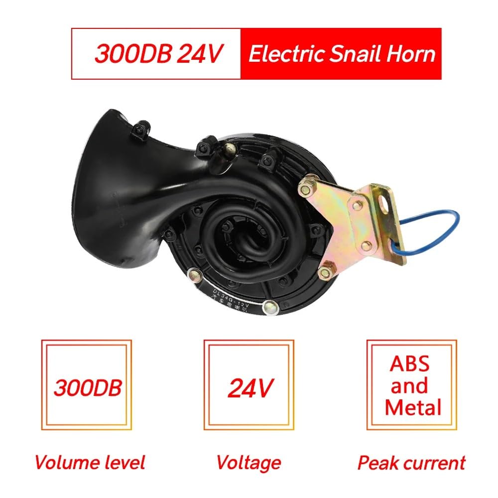 Bocina Coche Bocina de 300DB, 12V/24V, sonido súper fuerte y furioso for coche, motocicleta, camión, barco(24V)