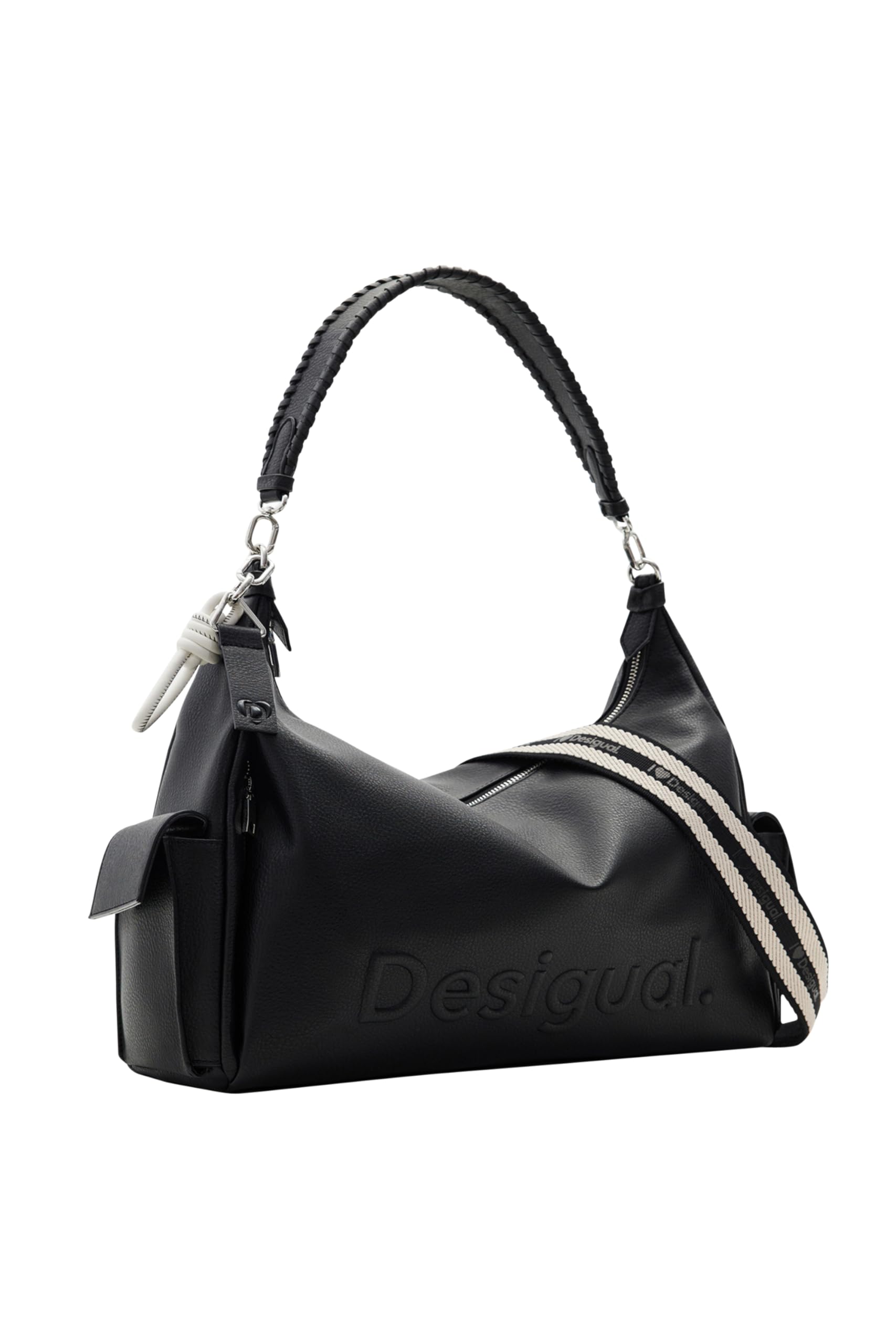 Desigual HABA - Bolsa de hombro para mujer, diseño con logotipo 24, color negro, Negro, talla única