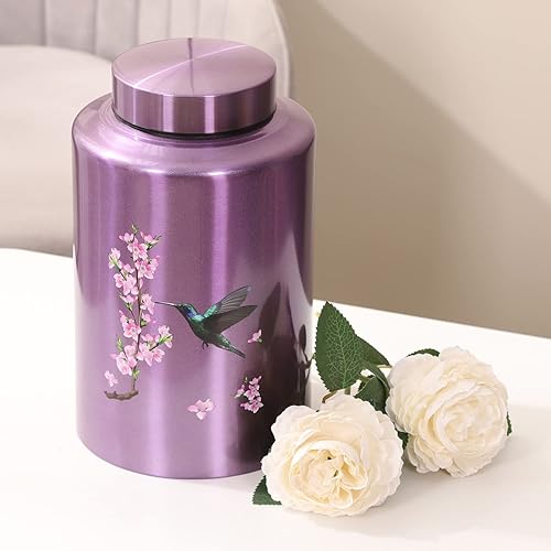 Vista 29 de Urnas para cenizas humanas adultas y mujeres de hasta 220 libras, urna de mariposa morada para cenizas de mamá con bolsa de terciopelo, urnas