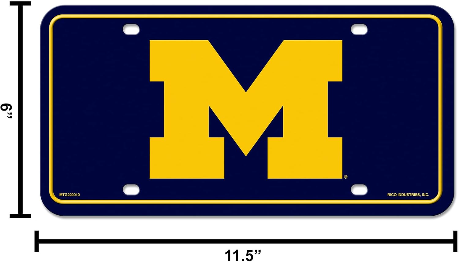 Rico Industries NCAA Michigan Wolverines Metal License Plate Tag