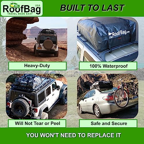 13 Cubic RoofBag Car Rooftop Cargo Carrier, Waterproof Roof Bag Top Luggage Storage Carriers for Any Car with/Without Rack Cross Bar Including Anti-Slip Mat + Strong Nylon Straps + Storage Bag - Image 6