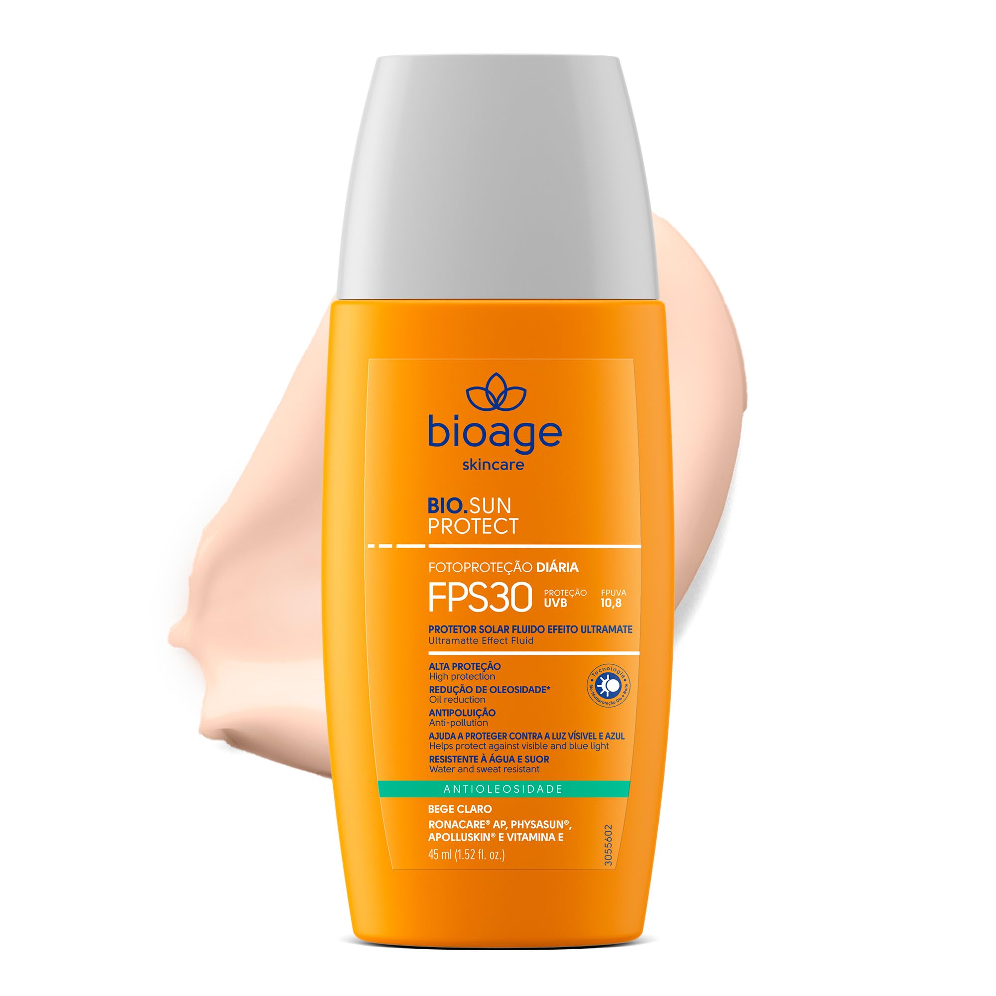 Bioage Protetor Solar Facial Fluido FPS30 Ultramate Bege Claro 45ml - Protetor Facial