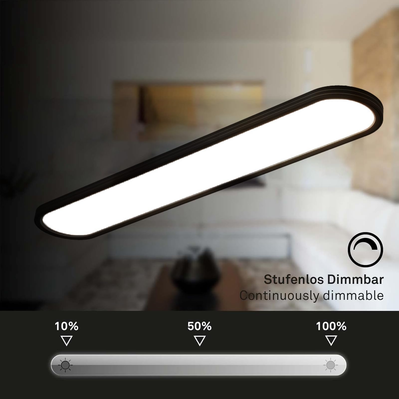 Rectángulo LED 120cm 64W Luz de Techo Sala de Estar 10%-100% Lámparas de Techo Regulable con Mando a Distancia 2700K-6500K Iluminación de Techo Baño Espectro Completo para Pasillo (Blanco,120CM 64W)