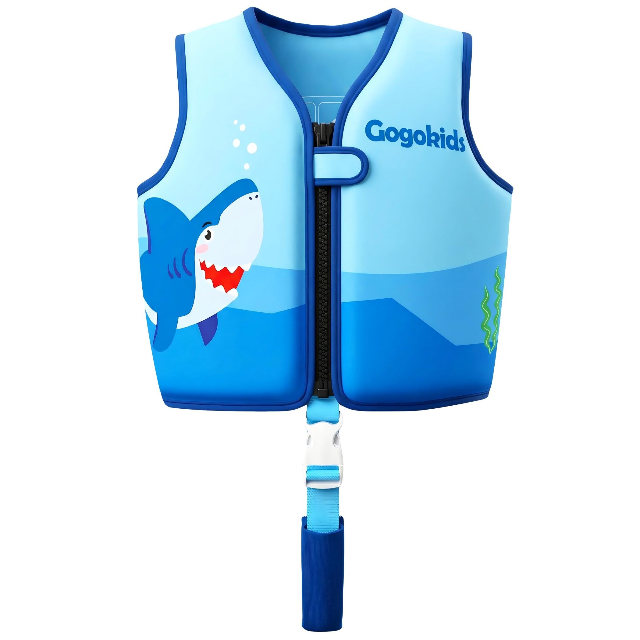 Gogokids Kids Swim Vest 15-30kg, Learn to Swim Float Swimwear for Toddler, Children Ultra-Soft Buoyancy Neoprene Jacket with Adjustable Crotch Strap for Swimming, Pools & Beach, 1-8 Years Old