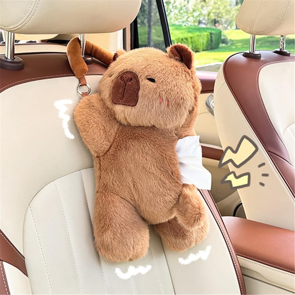 Plush Capybara Car Tissue Holder Stuffed Plushie Tissue Dispenser Stylish Decorative Paper Towel Box for Lovers
