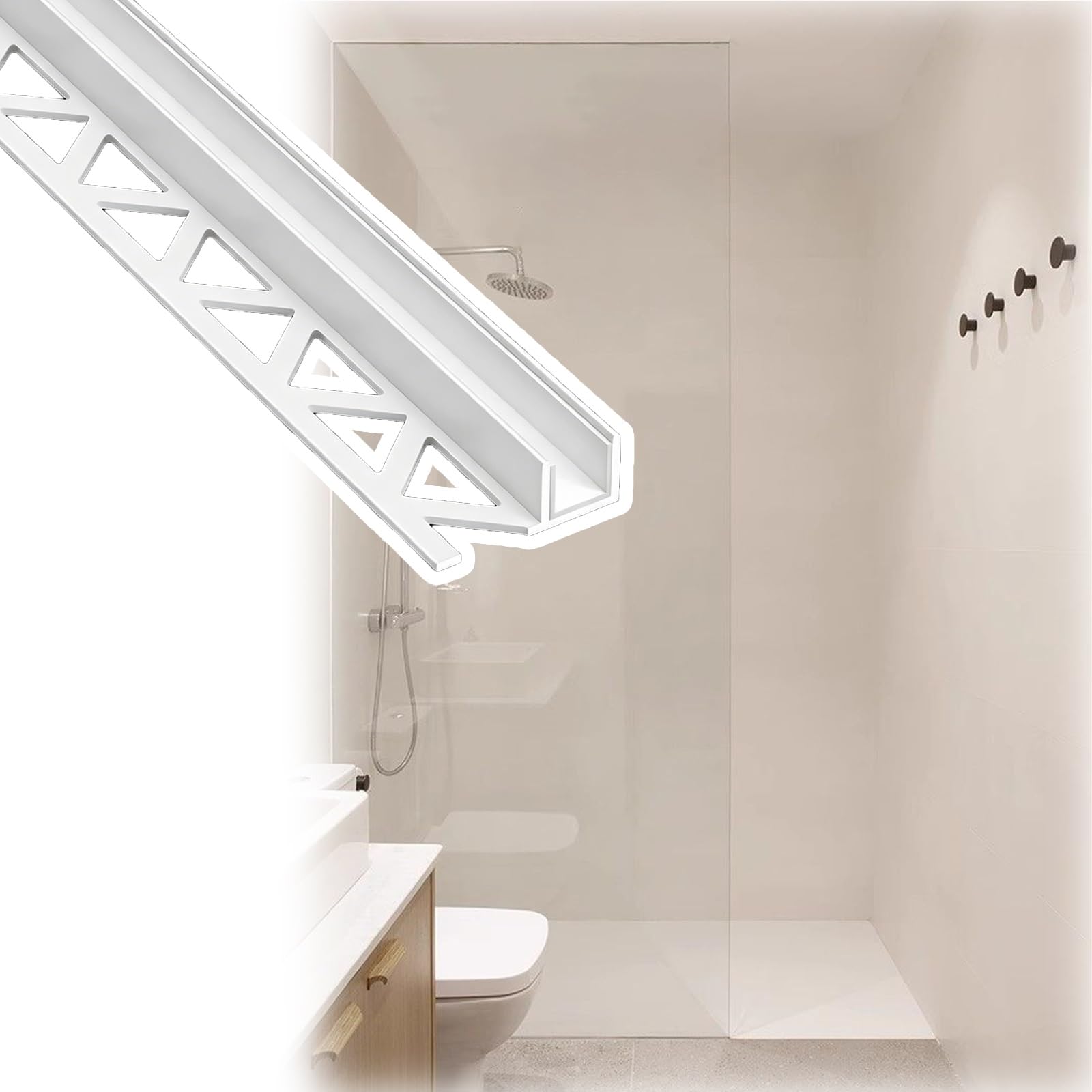 Profilé fixe pour douche canal fixe en verre profilé encastré en F aluminium blanc L 2,4m W 10mm