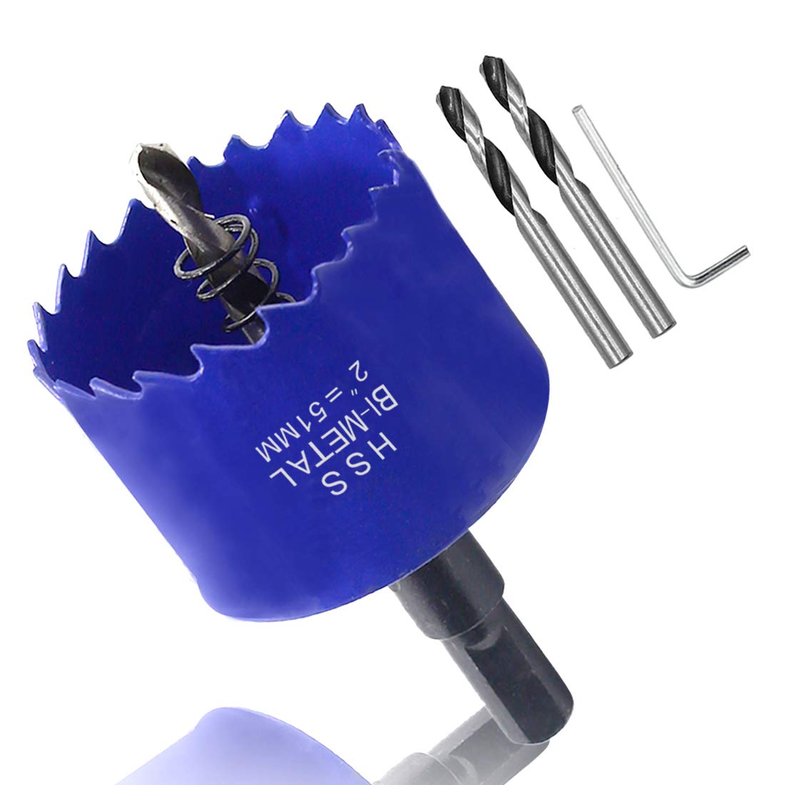 ZXHAO 2 inch 51 mm Hole Saw, 1 1/4 inch Cutting Depth HSS Bi-Metal Hole Cutter with Hex Shank Drill Bit Adapter for Wood Cornhole Boards Plastic Drywall Fibreboard โ image 1