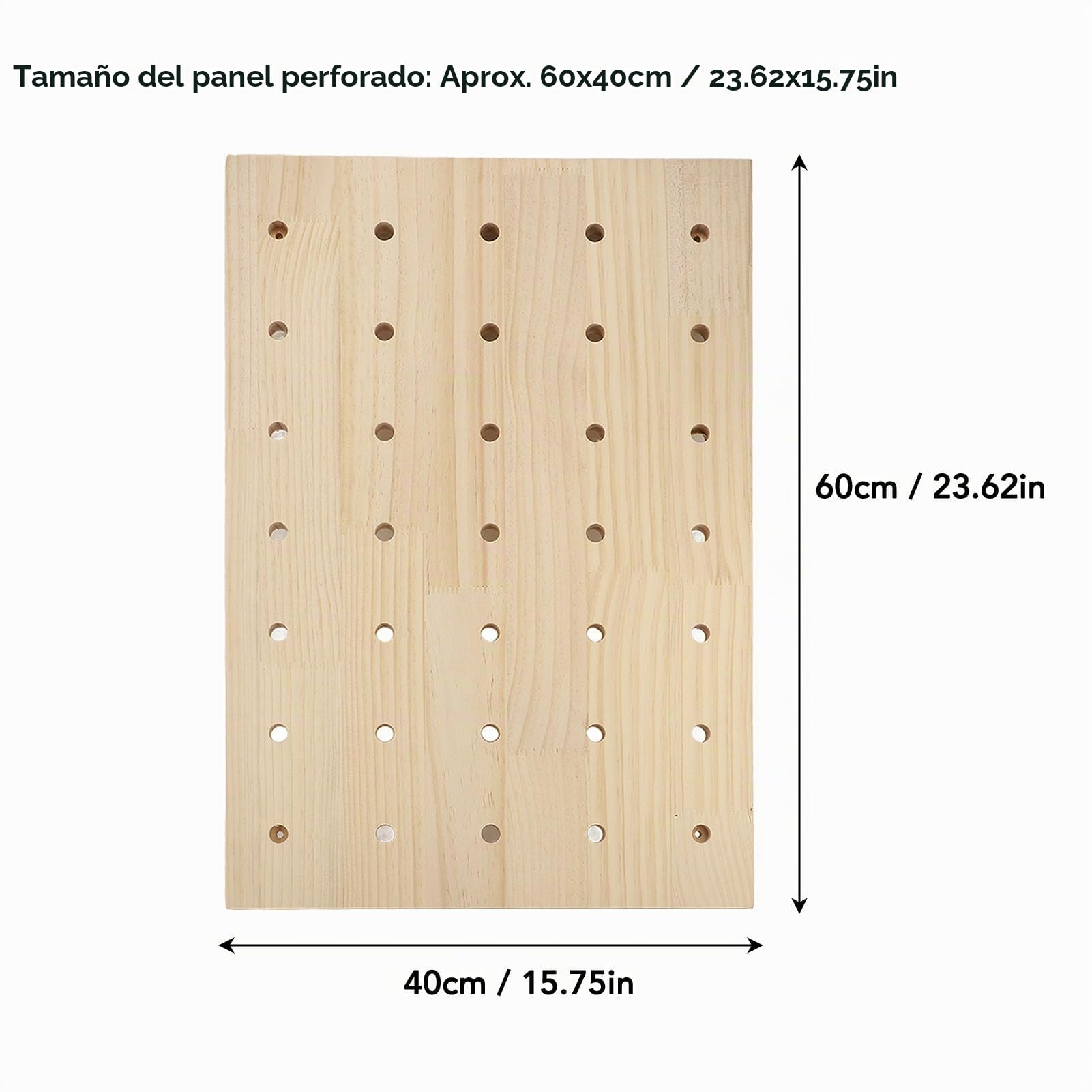 Asixxsix Pegboard De Madera, Kit De Organizador De Pared De Combinación De Tablero De Madera De 40x60cm Soluciones Colgantes Personalizables Madera Del Panel De La Exhibición Pegboard